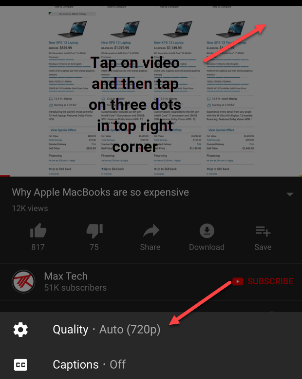 xbox app snap youtube change quality