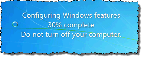 Configurarea mesajului de caracteristici Windows