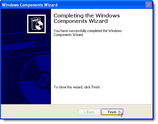 Finalizarea Expertului Windows Components