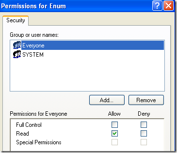 enum registry permissions