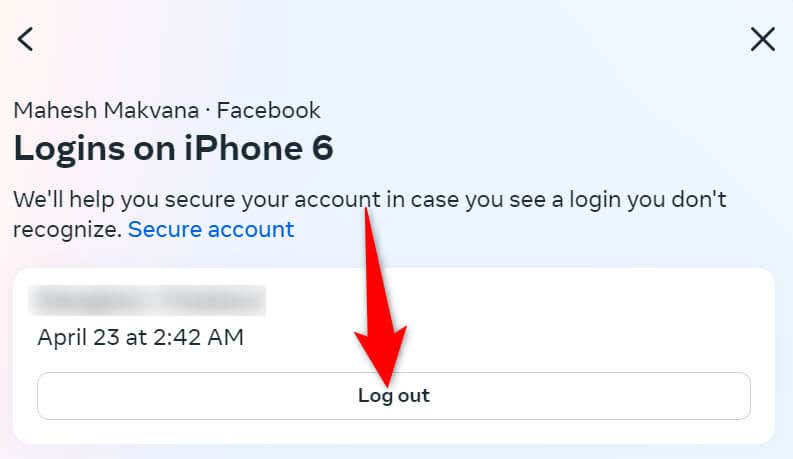 Utilizați site-ul desktop al Facebook pentru a vă deconecta din contul dvs. pe imaginea telefonului dvs