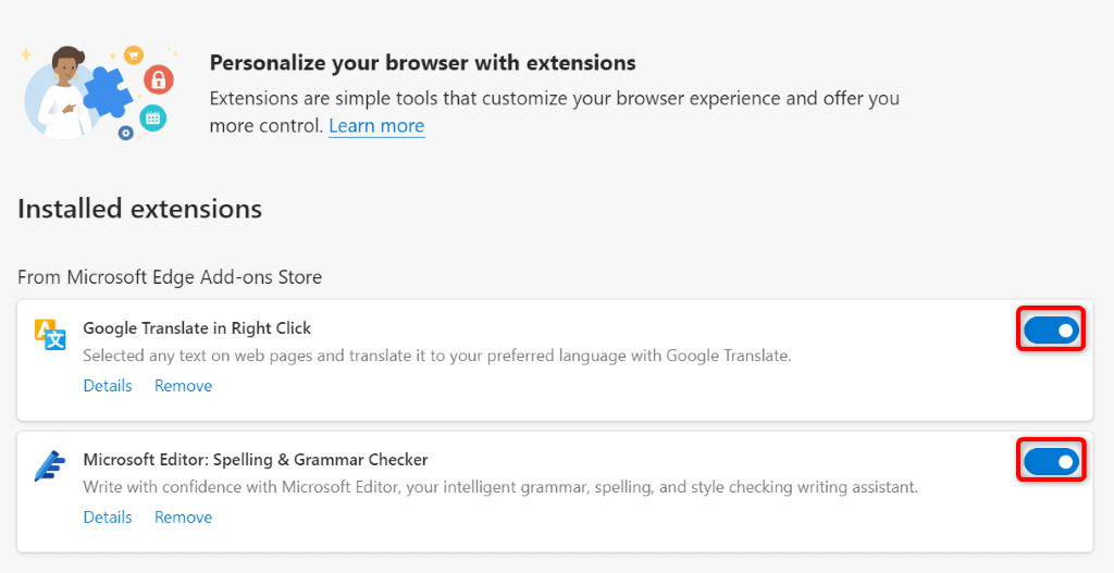 Dezactivați imaginea Extensiile browserului web și Blocatorii de anunțuri 3