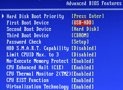 boot order bios